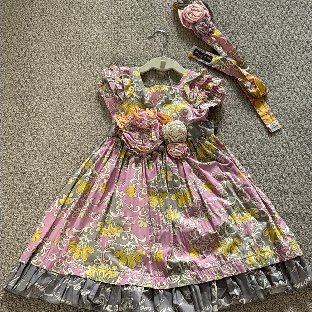 Mustard Pie Pink and Yellow Floral Dress